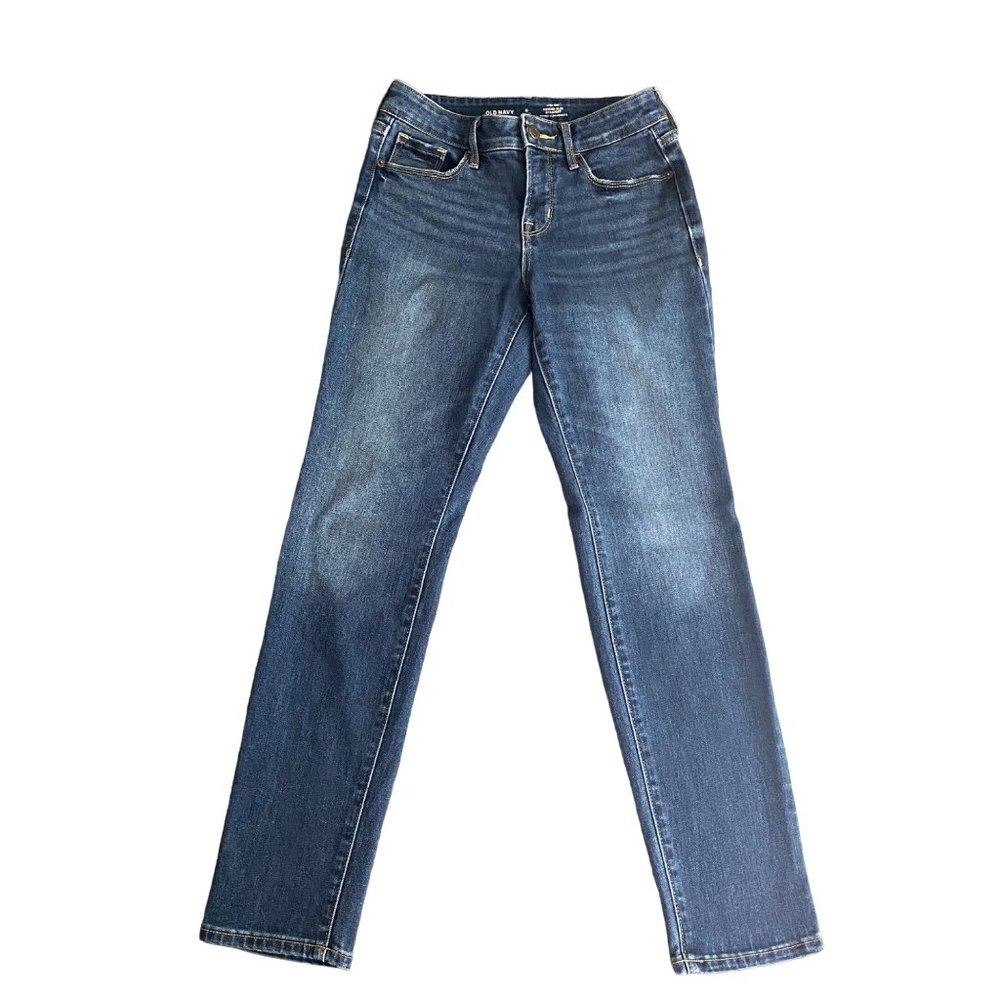 Old Navy High-Rise Power Slim Straight Jeans Dark Wash Size 0 Petite
